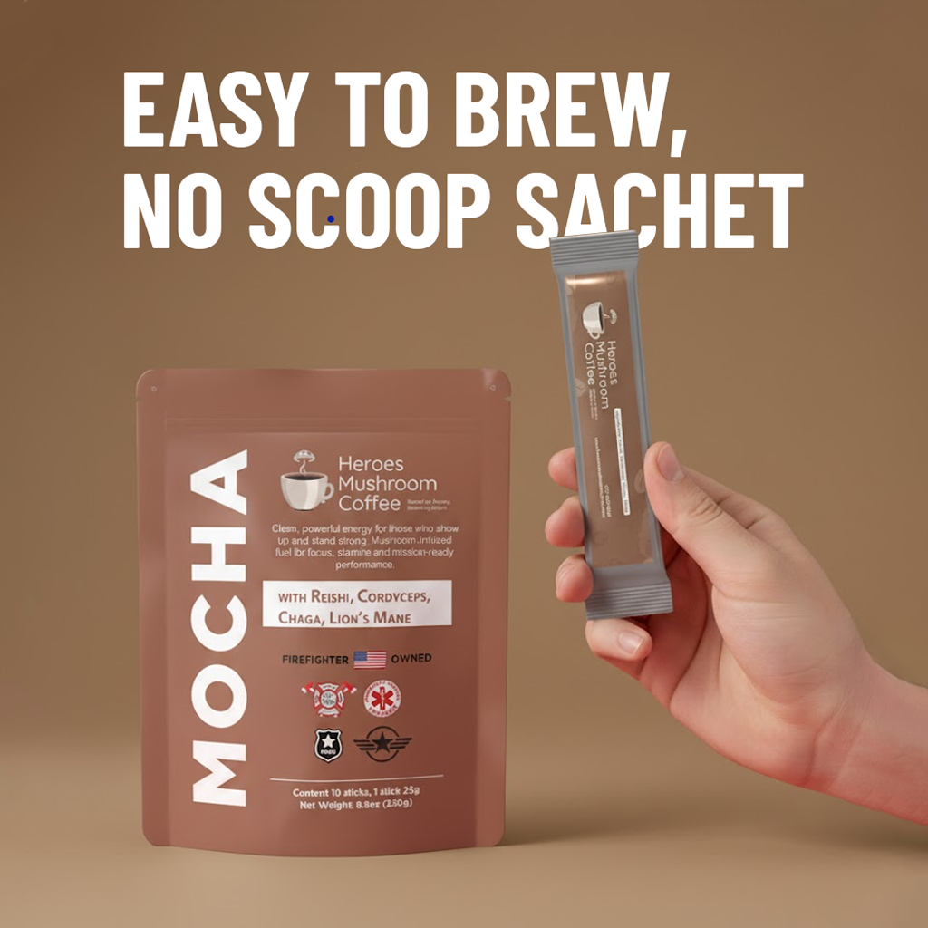 Mushrrom coffee with easy to brew, no scoop sachet 