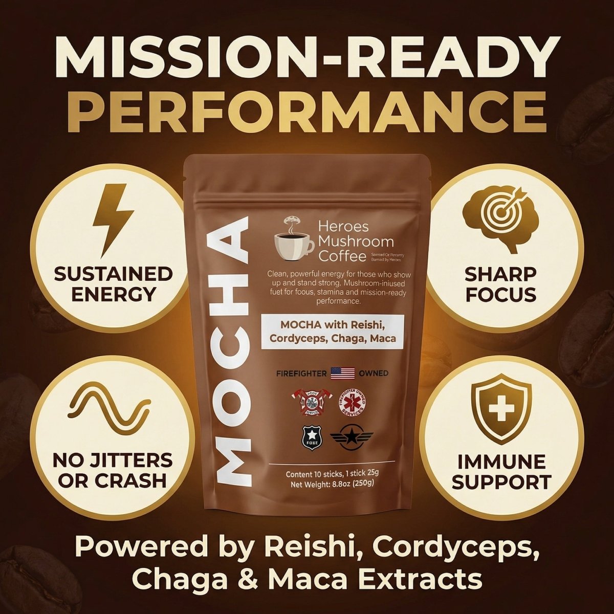 Heroes Mushroom Coffee - Mocha - Heroes Mushroom Coffee